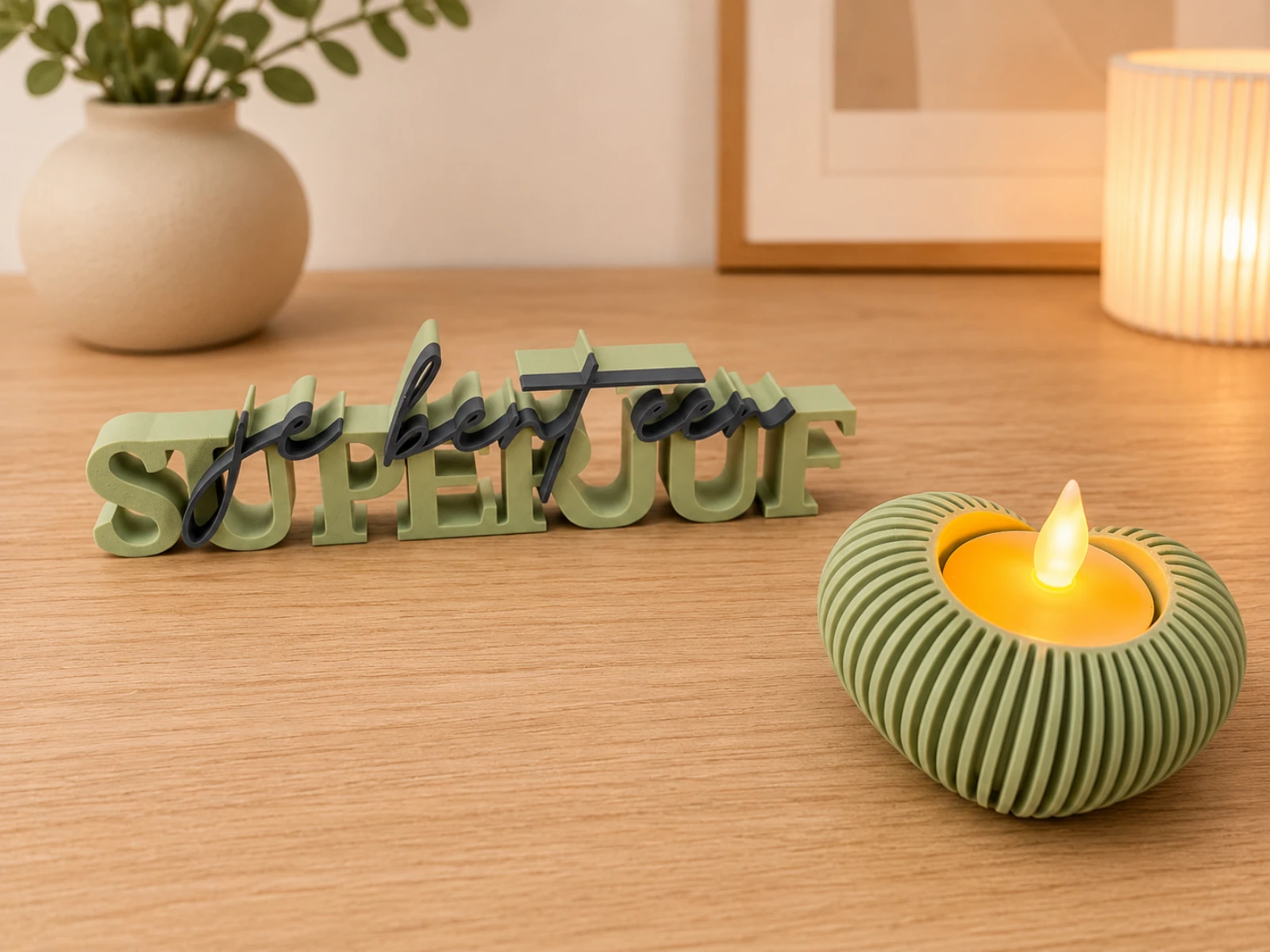 Superjuf decoratie met theelichthouder – €9
